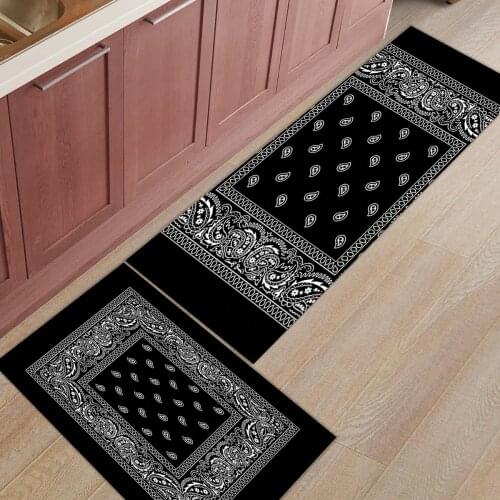 2pcs/set Anti-Slip Kitchen Carpet Doormat Bandana Pattern Floor Mat Hallway Portch Rug Indoor Door Mats