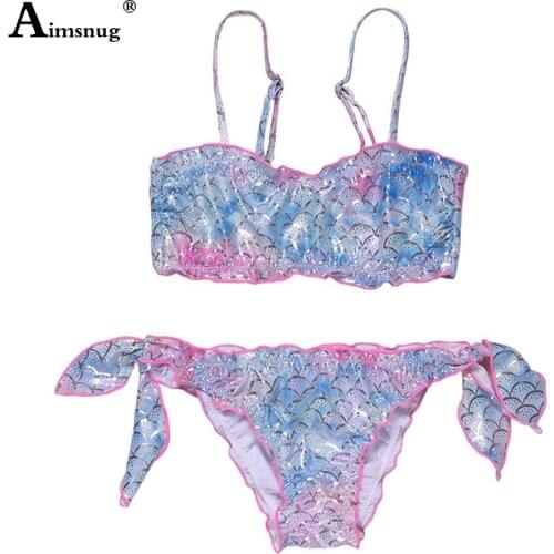 Baby Girls Sequins Swimsuit Children Sweet Cute Two Pieces Swimwear Western Style 2021 Lace-up Strap Bathing Suits Kids Clothing