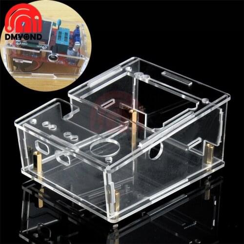 Mega328 Transistor Transparent Acrylic Case Shell Box For LCR-T4 Transistor Tester Capacitance Meter LCR 12864 LCD Screen