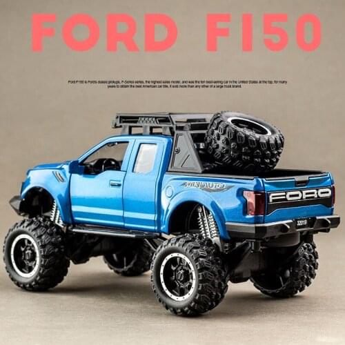 Simulation Raptor F150 Alloy Die-casting Off-road Vehicle Model 1:32 Big Wheel Car Model Childrens Sound and Light Toy Car Gift