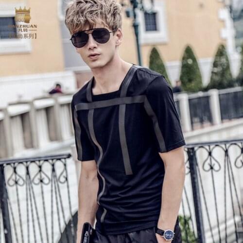 FanZhuan free shipping New fashion casual mens male 2017 short sleeve personality T shirt Geometric pattern slim T-shirt 715138