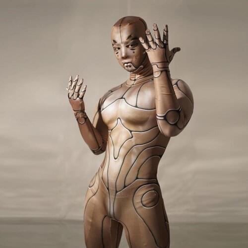 Robot Cosplay Costumes for Men Nightclub Party Stretch Tight Jumpsuits Halloween Prom Stage Costumes Male Performance Clothing