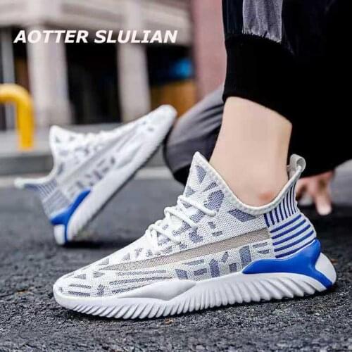2021 Sneaker Men Summer Autumn Breathable Non-slip Deodorant Soft Bottom Trend All-match Laced Fly Woven Mesh Casual Sports Shoe