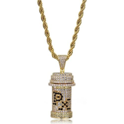 Hip Hop Jewelry Poison Bottle PX Pendant Necklace New Arrival AAA Cubic Zirconia Iced Out Mens Necklace