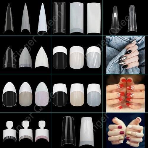 Fake Nails 500Pcs Short Long Ballerina Stiletto Coff Acrylic Nail Tips Half Tips Coffin UV Gel False Nails Manicure Set
