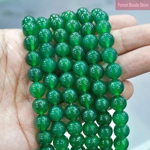 Natural Stone Green Agates Round Beads 15" Strand for Diy Bracelet Charm Beads for Jewelry Making Wholesale 4 6 8 10 12 14MM
