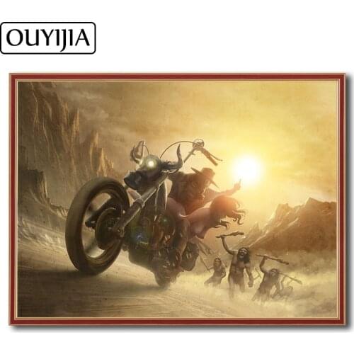 OUYIJIA Harley Bearty Cartoon 5D DIY Diamond Decoration Motorcycle Painting Diamond Embroidery Rhinestone Mosaic CrossStitch Oil