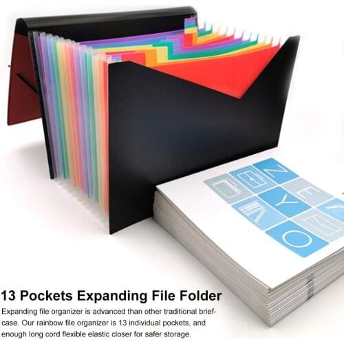 13 Pockets Expanding File Folder Document Organizer Portable A4 File Document Bag School Office Supplies Holder Stationery