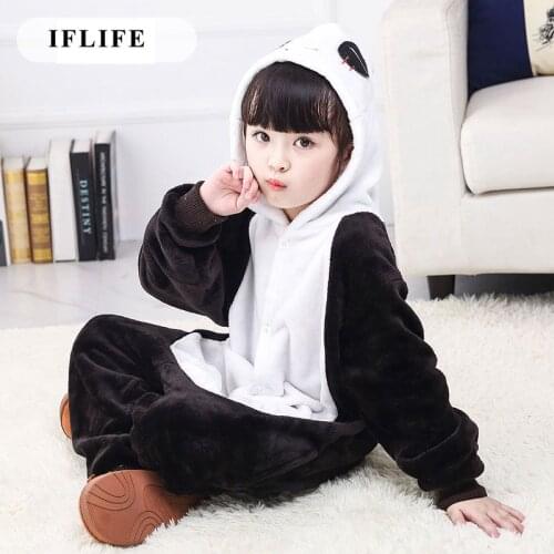 Pijama Infantil Onesie Hooded Kids Animal Cartoon Pajama Black Panda Children Boy Girl Unisex Pyjama