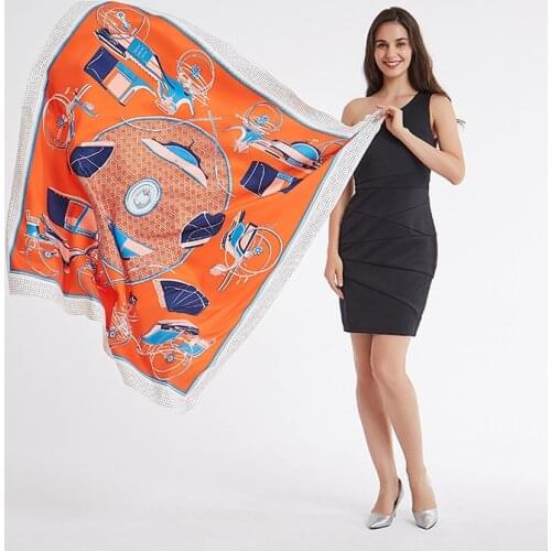 130*130cm TOP Silk Carriage luxurious Scarves Women Foulard Square Hijab Scarf Ladies Shawl wrap muffler pareo female hijab