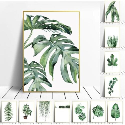 Tropical Plant Nordic Green Leaves Poster Canvas Home Decoration Scandinavian Picture Modern Wall Art Canvas Painting Flower