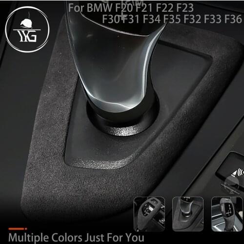 Turn Fur Suede Wrap Gear Shift Knob Cover ABS Trim Car Accessories For BMW F30 F34 F20 F21 F10 F07 F15 F16 F25 F26 Shifter
