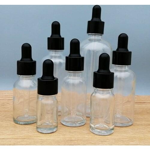 10pcs 5ml to 100ml clear Glass Dropper Bottle Black suction Reagent Pipette, Essential Oil Bottles for Lab experiment