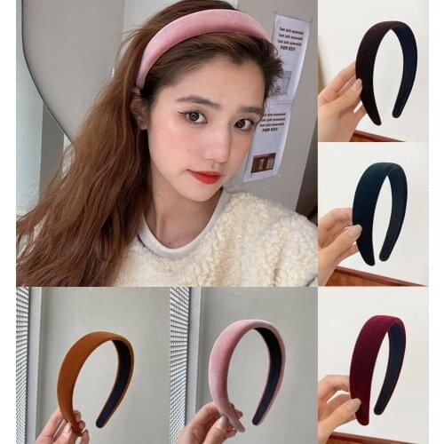 Ruoshui Woman Velvet Hairband Width Headband Ladies Hair Accessories Solid Turban Headwear Bandana Bezel Ornements
