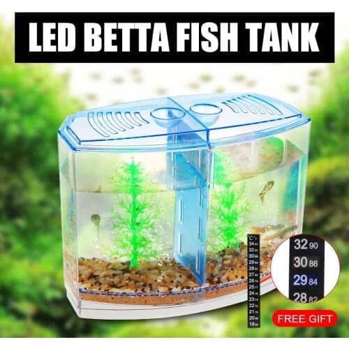 Senzeal Aquarium Fighting Fish Tank Acrylic Double Betta Bowl Incubator For Turtle Fish Box Isolation Hatchery Reptile Cage