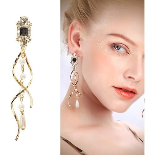 Fashion Korea Style Clip on Earrings No Pierced Long Simple Twisted Pearl Gold-color Geometric Clip Earring for Woman Girl Gift