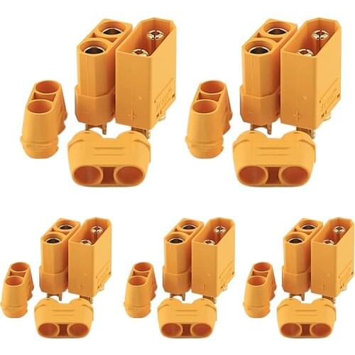 Amass 5 Pairs XT90 XT-90 Male Female Bullet Connectors Power Plugs for RC Lipo Battery Motor