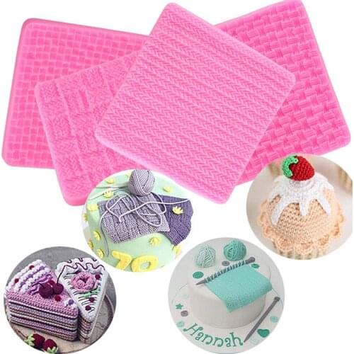 Sweater Fabric Knitted Texture Silicone Mold Cupcake Topper Fondant Molds Cake Decorating Tools Baking Chocolate Gumpaste Moulds