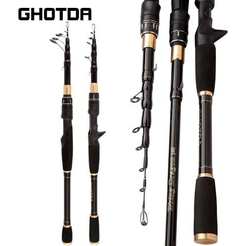 GHOTDA Telescopic Lure Fishing Rod 1.6M 1.8M 2.1M 2.4M Carbon Fiber Spinning Casting Rod Fishing Pole Tackle
