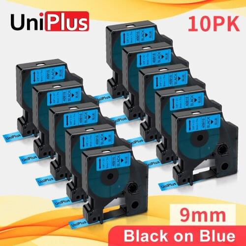 UniPlus Compatible Dymo D1 40916 Black on Blue dymo Tape 9mm*7m for Dymo Label Printer Ribbon LabelPoint 100 150 200 Typewriter