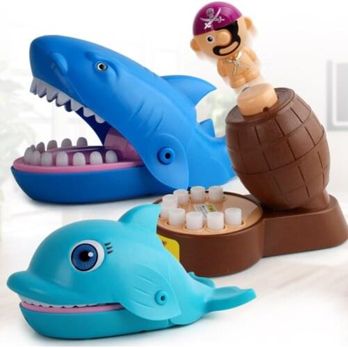 Funny Shark dolphin Mouth Dentist Bite Finger Game Pirate Bucket Tricky Fingers Game Novelty Toy Lucky Stab Pop Up toy