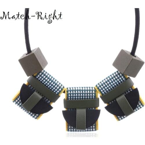 Match-Right Women Necklace Statement Necklaces & Pendants Wood Beads with Fabric Necklace For Women Jewelry MX001
