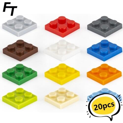 20 Pcs Bulk Small 3022 Particle Building Block Low Brick 2x2 Board Foundation Accessories Building Block Castle Toys