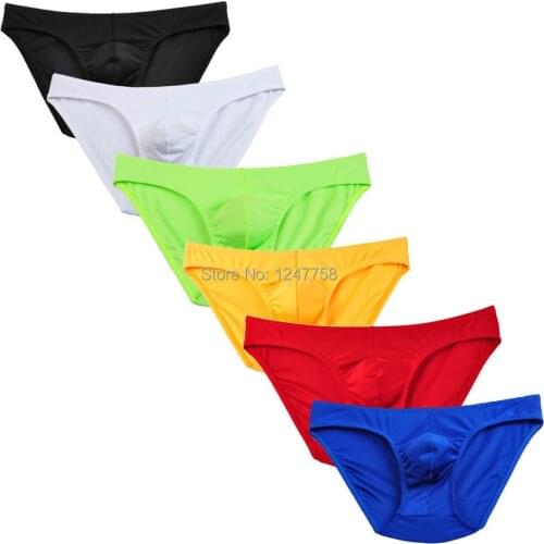 6Pcs/Lot New Sexy Mens Mini Brief Underwear Comfy Low-Rise Bulge Pouch Soft Briefs Pants