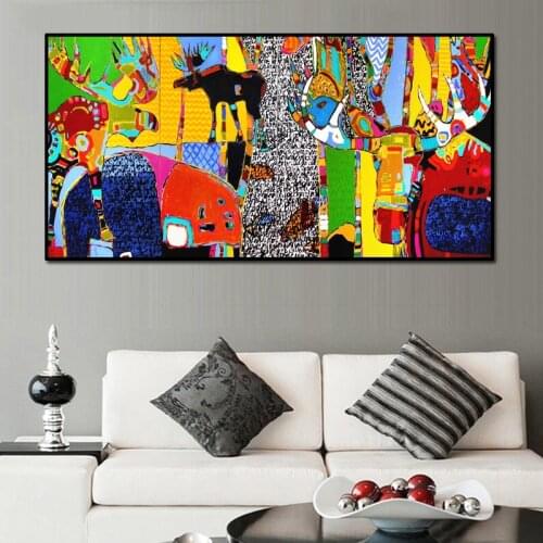 Abstract Cartoon Animal Big Size Prints & Canvas Painting Posters and Prints Wall Art Pictures for Living Room Home Decoration