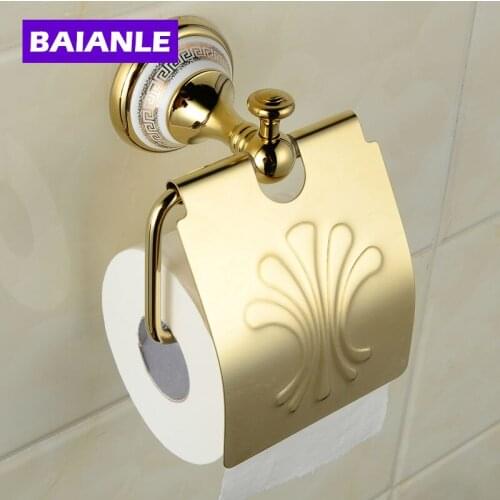 Free Shipping Rose Gold And Silvery Ceramics Brass Wall-Mounted Paper Holder Bathroom Accessories Product Toilet Paper Holder