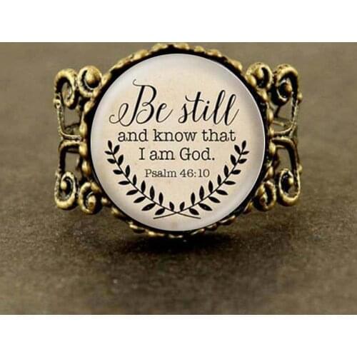 Bible Verse Be Still and Know That I am God Ring Psalm 46:10 Quote Jewelry Your Choice of gift mens new