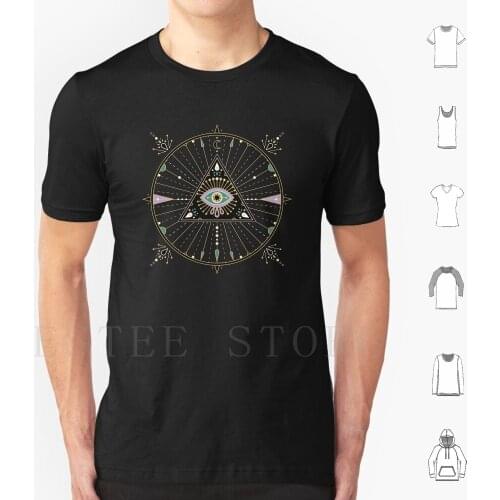 Evil Eye Mandala – Black T Shirt Print Cotton Evil Eye Mandala Evil Eye Mandala Evil Eyes Evileye Amulet Charm Mint Gold