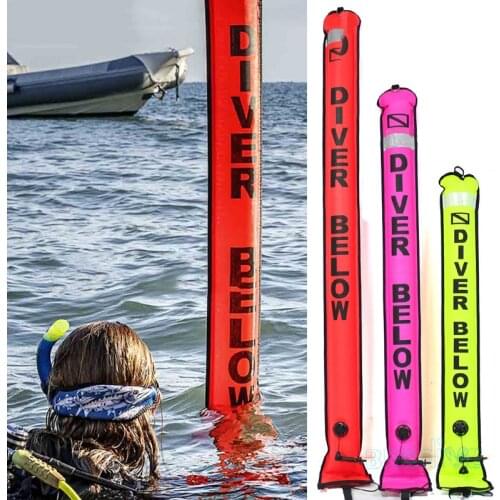 Diving SMB Signal 1.2M/1.5M/1.8M Diving Surface Marker Buoy Diver Below Scuba Diving Inflatable Signal Tube Safety Sausage