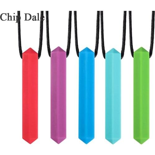 Chip Dale 1PC Gem Silicone Teethers Food Grade Sensory Pendant Chewing Toy for Kids Autism ADHD