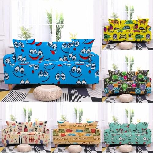 Cartoon Animal Printed Couch Cover Elastic Stretch Sectional Sofa Cover Slipcover Armchair for Living Room Furniture Protector
