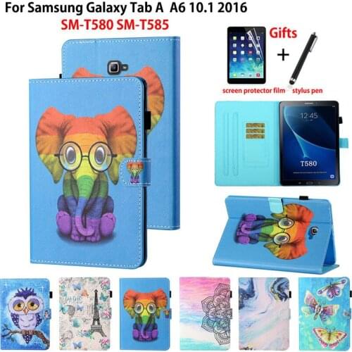 SM-T580 Case For Samsung Galaxy Tab A A6 10.1" 2016 SM-T585 T580 T585 Cover Funda Kids Fashion Cartoon Stand Shell Coque +Gift