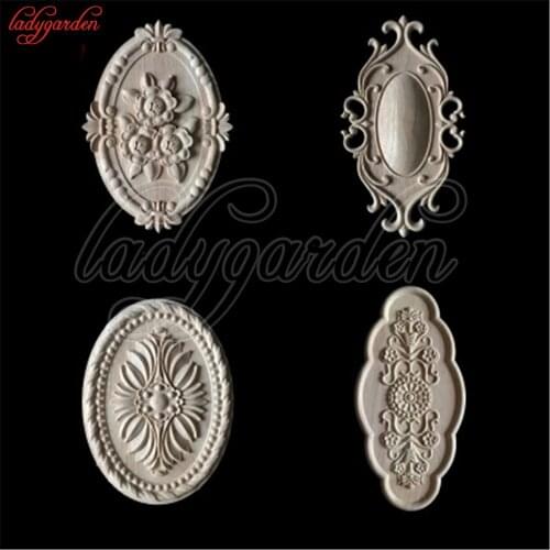 Carved Decal Woodcarving Corner Applique Furniture Wooden Cabinet Door Furniture Decoration Ornaments Decorative Wood Appliques