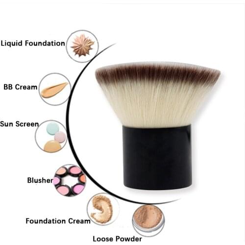 1Pc Portable Flat Top Foundation Makeup Brush with Bag Powder Blush Bronzer Brushes Cosmetics Brushes Professional Make Up Tools