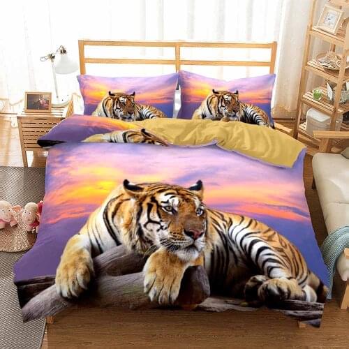Tiger Bedding Set Wild Animal 3D Digital Duvet Cover Sets Figure Comforter Bed Linen Twin Queen King Single Size Dropshipping