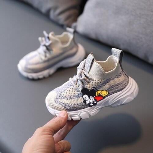Disney Mickey casual shoes 2021 spring and autumn flying mesh sneakers boys girls breathable net shoes soft bottom toddler shoes