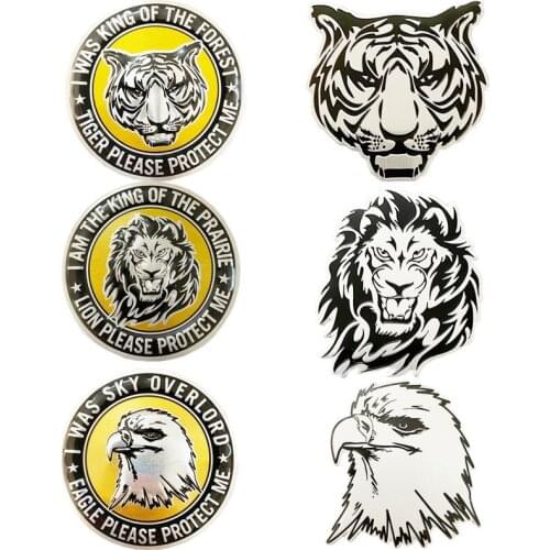Round Decal Aluminum Tiger Lion Eagle Head Styling for BMW E46 E90 Toyota Corolla Mercedes W205 Car Badge Sticker Accessories