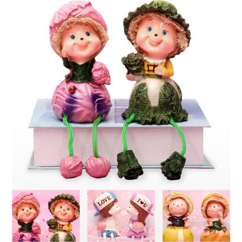 Nordic Modern Style Creative Purple Cabbage Hanging Feet Doll Resin Crafts student childrens room decorations