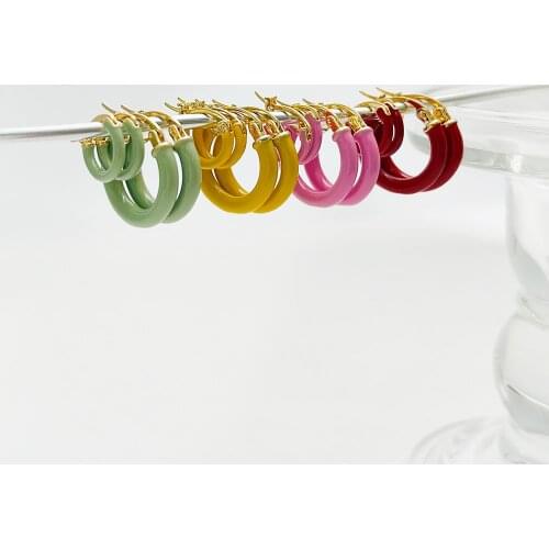 2021 Summer Colorful Small Oil Drip Circle Hoops Earring New Cute Candy Color Enamel Round Huggie Earrings For Women Girl Gift