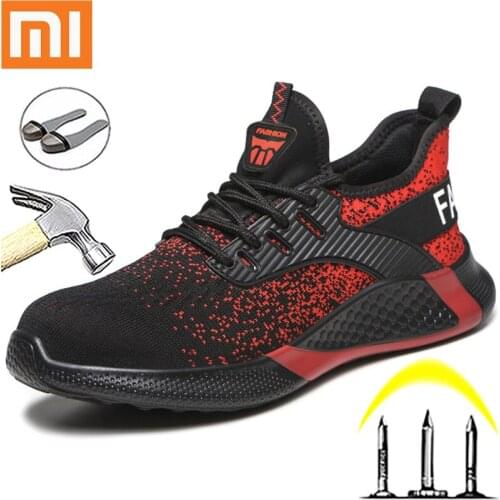 Xiaomi Men Safety Boots Men Shoes Sneakers Breathable Anti-Smashing With Steel Toe Cap Work Boots Indestructible Sneakers