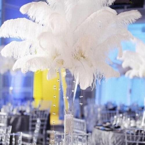 Natural 10PCS White Ostrich Feathers Fluffy for Wedding Party Vase Decoration Elegant Plumes Crafts 15-20cm/25-30cm/30-35CM