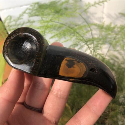 Natural yellow tiger eye stone hand-carved bird head crow hand-carved bird head boutique unique bedroom Statues & Sculptures