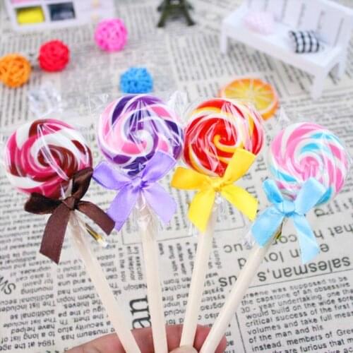 Novelty Lollipop Ballpoint Pen 0.5mm, Blue Refill, Colored Bowknot Pen Kids Student Writing Drawing Pen Stationery Gift