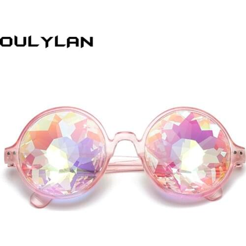 Oulylan Kaleidoscope Glasses Women Men Brand Vintage Luxury Round Sunglasses Rave Festival Glasses Cosplay Party Sun Glasses