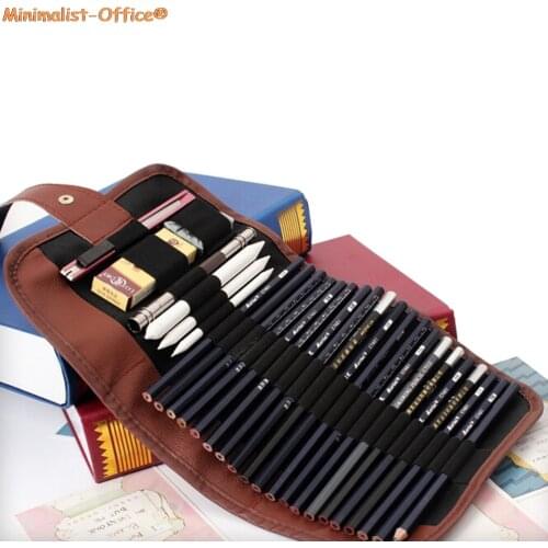 Artists Pencil Case 24 Holes Roll Brush Pen Pouch For Artist Students Retro Canvas Makeup Office School Bag Drop Shipping