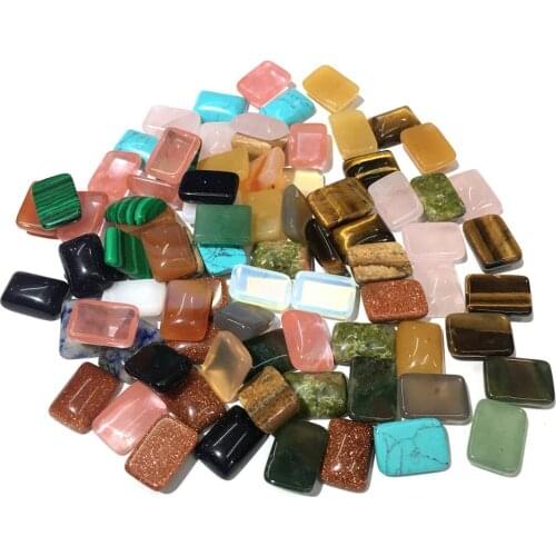 Natural Semi Precious Stone Face Rectangle For DIY Ring Making Package Sale 5 / pack